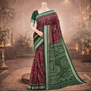 Brown Tribal Sambalpuri Silk Saree